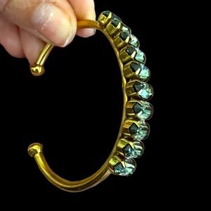 Elizabeth Cole 24k Antique GP Gold Swarovski Crystal Paved Top Bracelet Cuff